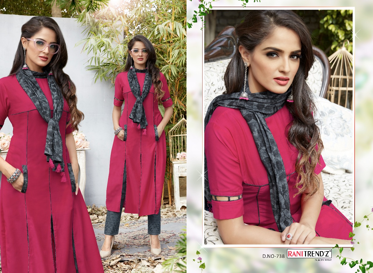 Rani trendz presents lime lite 2 exclusive Fancy collection of kurtis with scarf