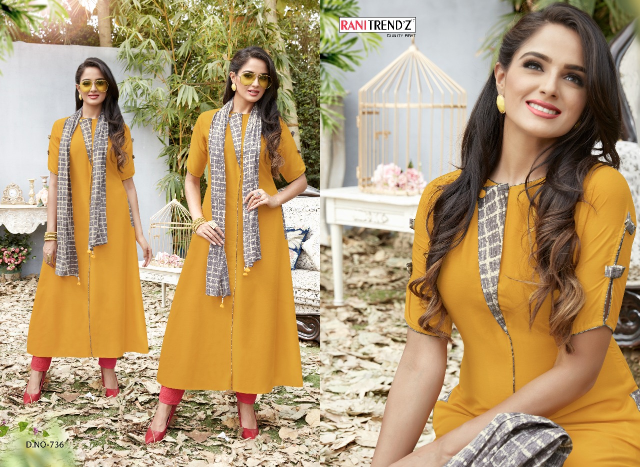 Rani trendz presents lime lite 2 exclusive Fancy collection of kurtis with scarf