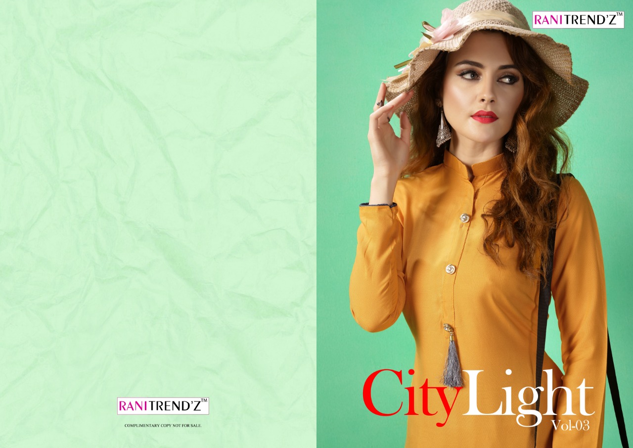 Rani trendz presents city light 3 casual stylish wear kurti with plazzo concept