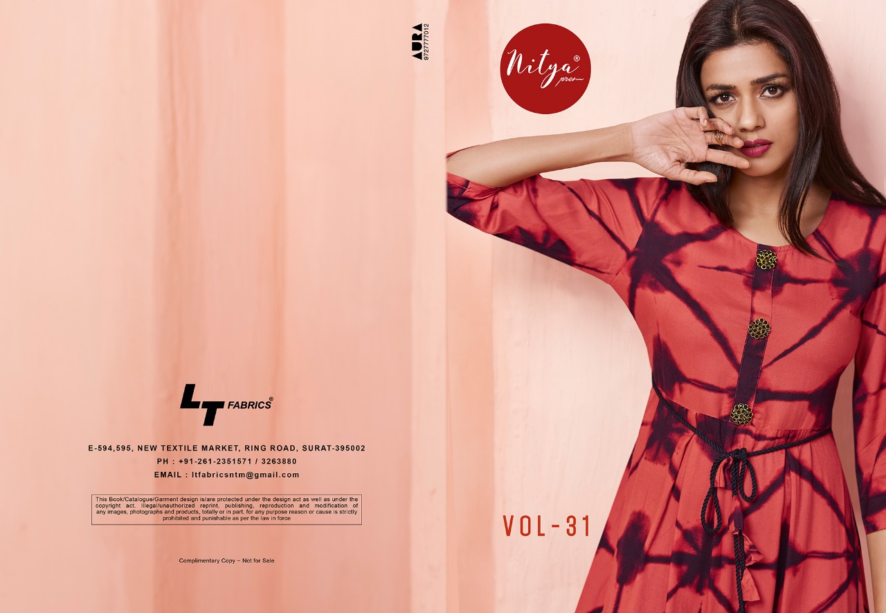 LT fabrics Launch nitya NX vol 31 fancy casual collection of Kurtis