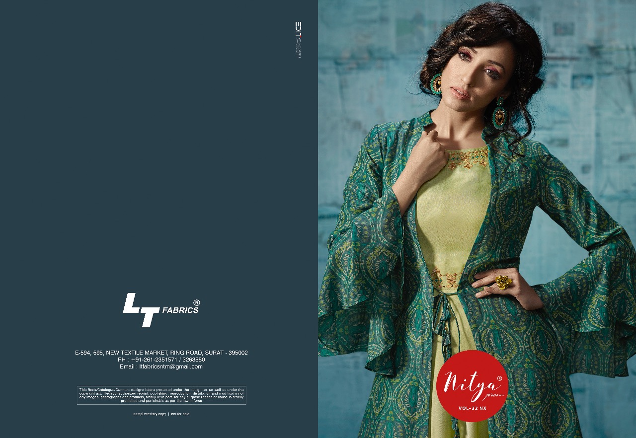 LT fabrics presents nitya Vol 32 NX stylish party wear designer concept kurtis