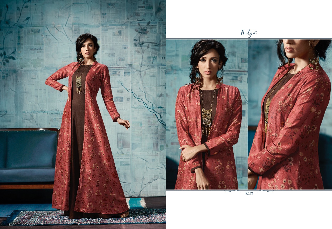 LT fabrics presents nitya Vol 32 NX stylish party wear designer concept kurtis