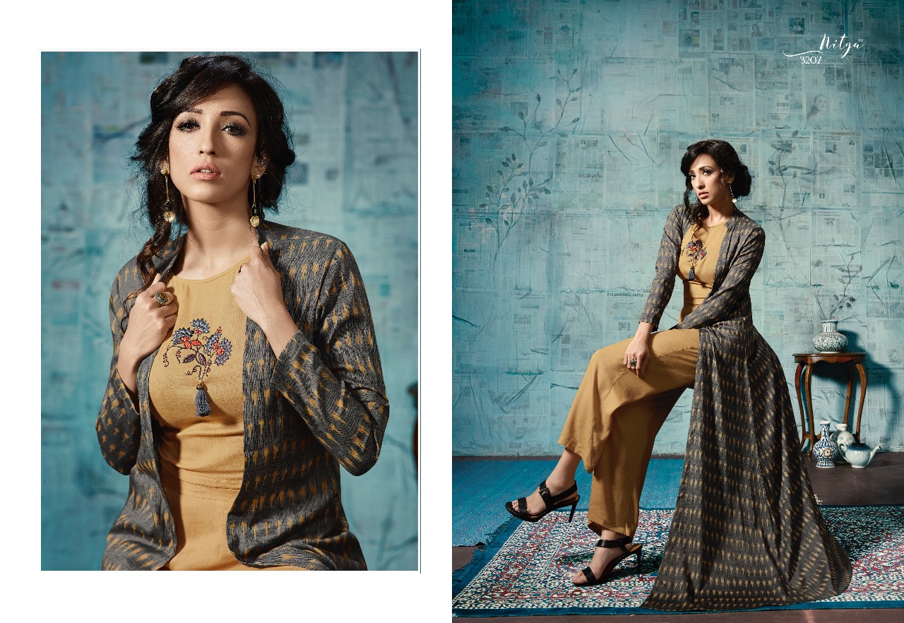 LT fabrics presents nitya Vol 32 NX stylish party wear designer concept kurtis