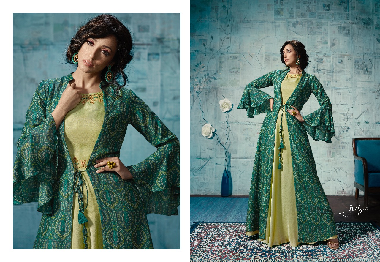 LT fabrics presents nitya Vol 32 NX stylish party wear designer concept kurtis