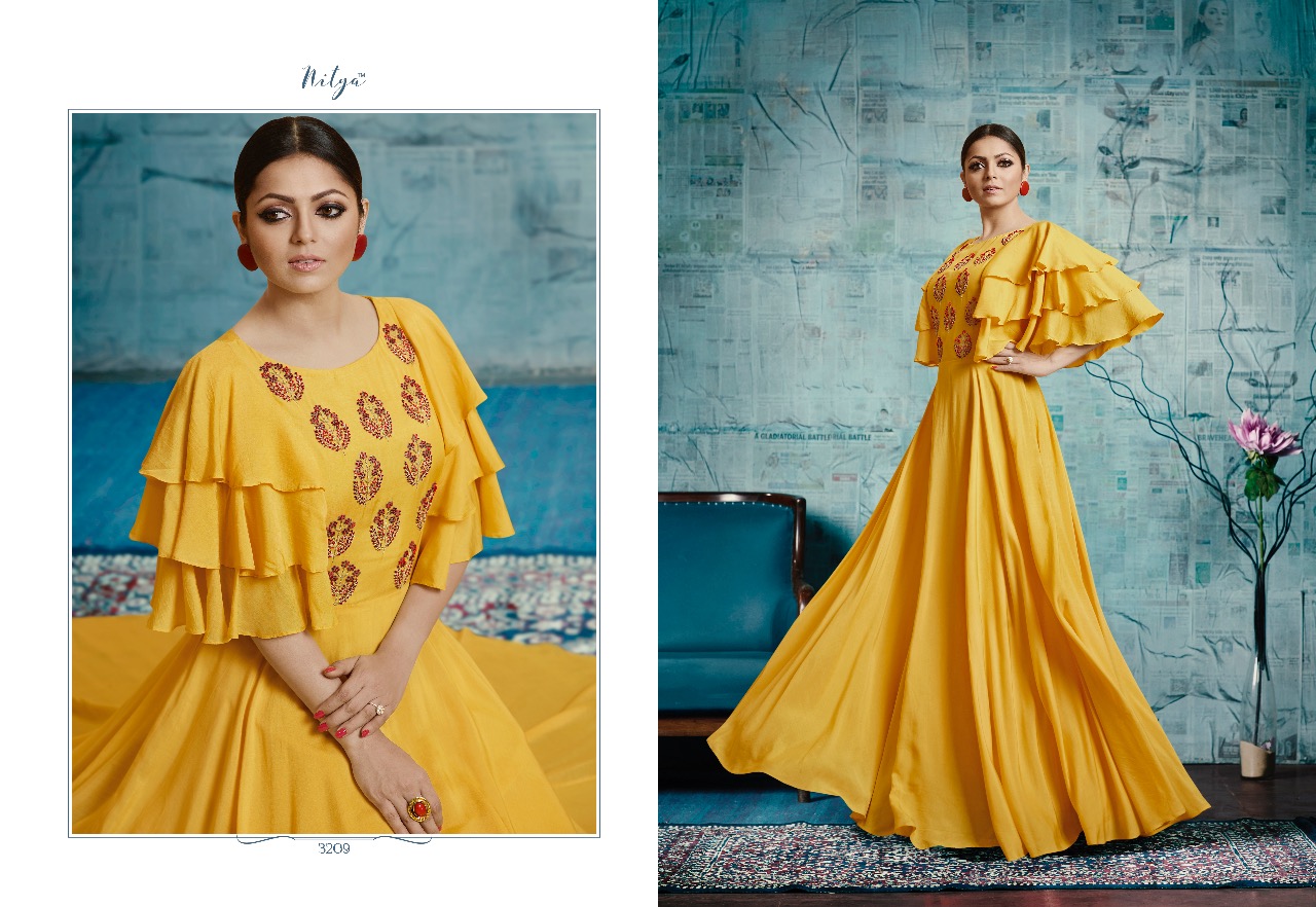 LT fabrics presents nitya Vol 32 NX stylish party wear designer concept kurtis