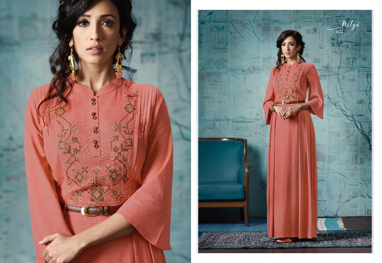 LT fabrics presents nitya Vol 32 NX stylish party wear designer concept kurtis