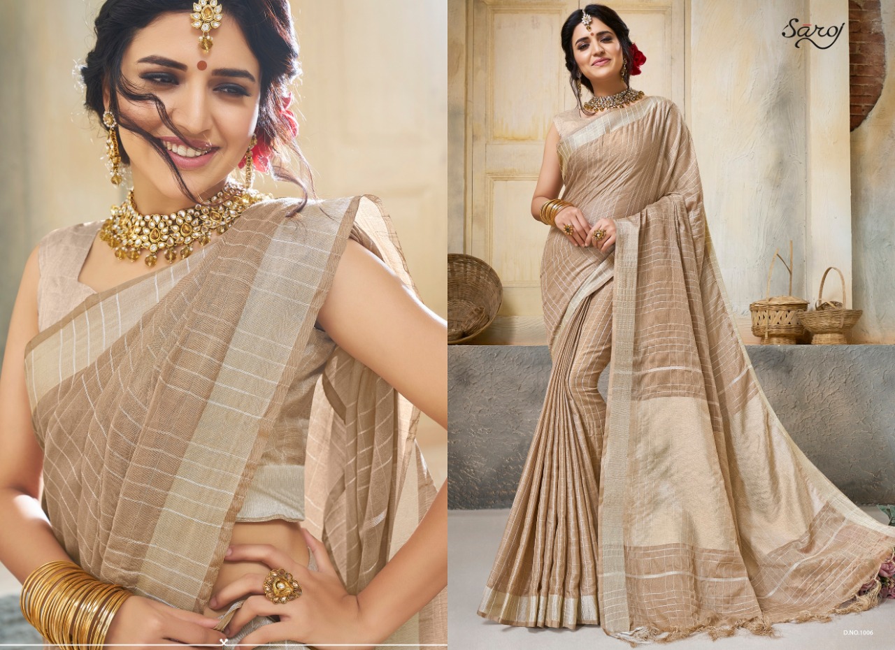 Saroj presents cherries beautiful stylish Cotton linen sarees collection