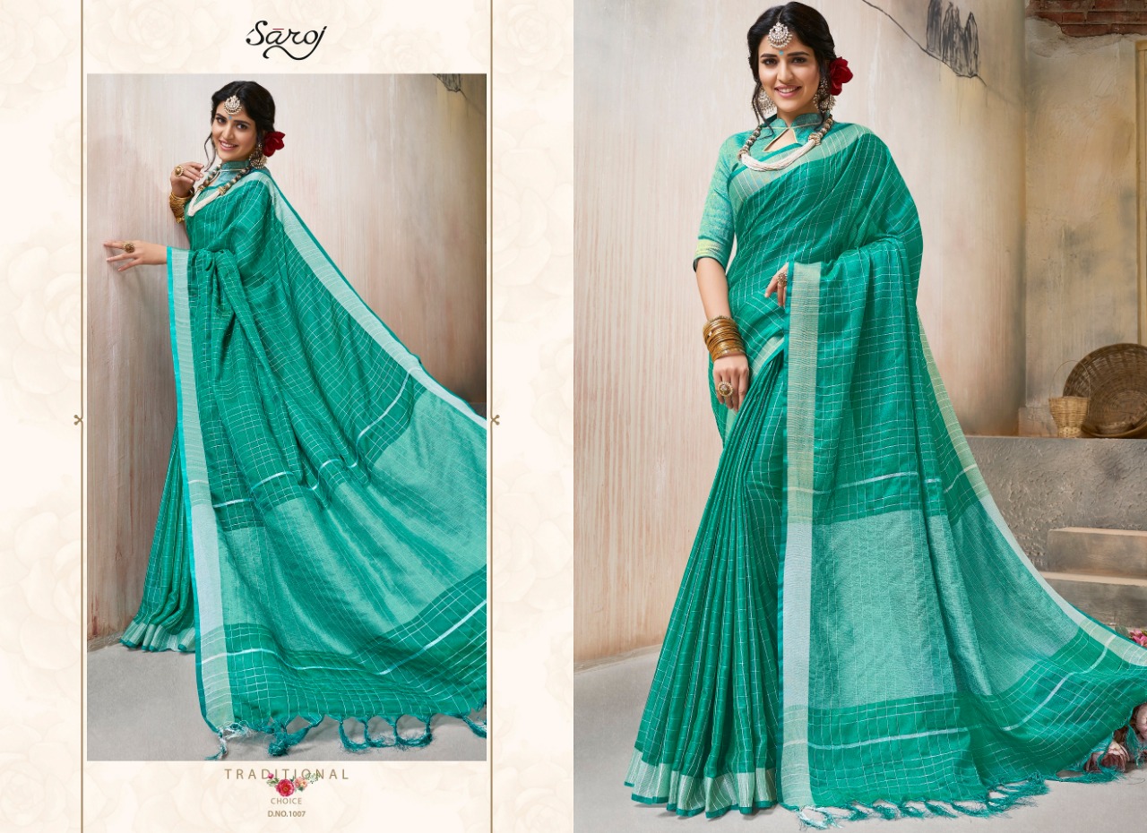 Saroj presents cherries beautiful stylish Cotton linen sarees collection