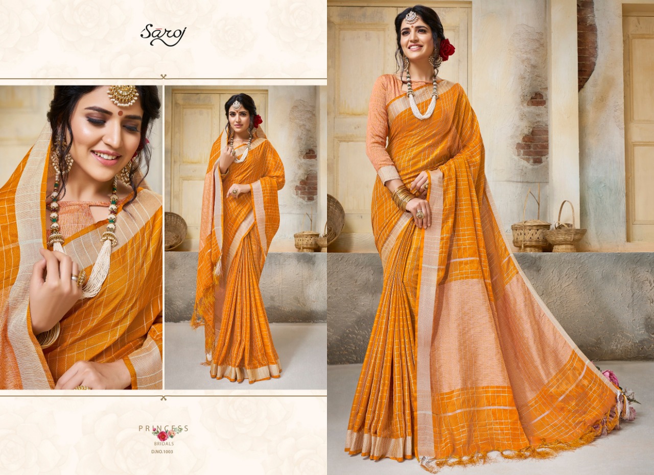 Saroj presents cherries beautiful stylish Cotton linen sarees collection