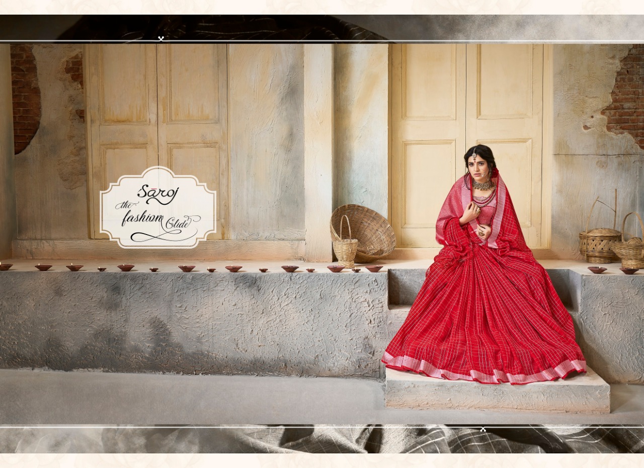 Saroj presents cherries beautiful stylish Cotton linen sarees collection