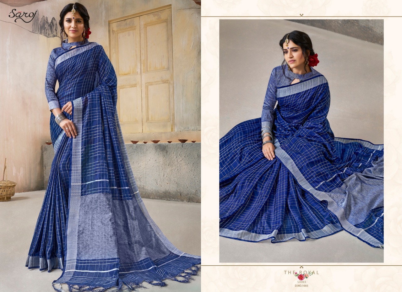 Saroj presents cherries beautiful stylish Cotton linen sarees collection