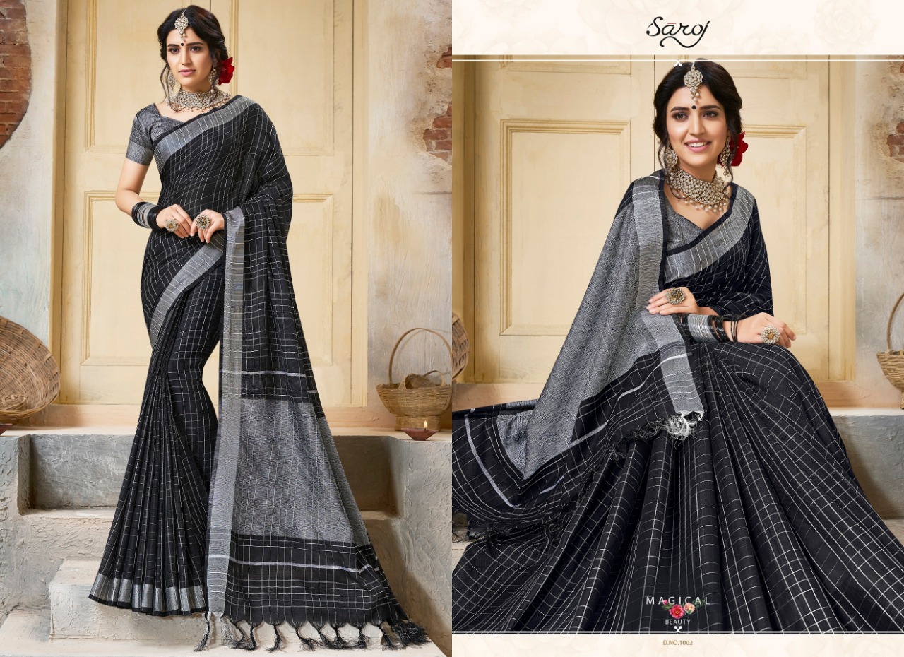 Saroj presents cherries beautiful stylish Cotton linen sarees collection