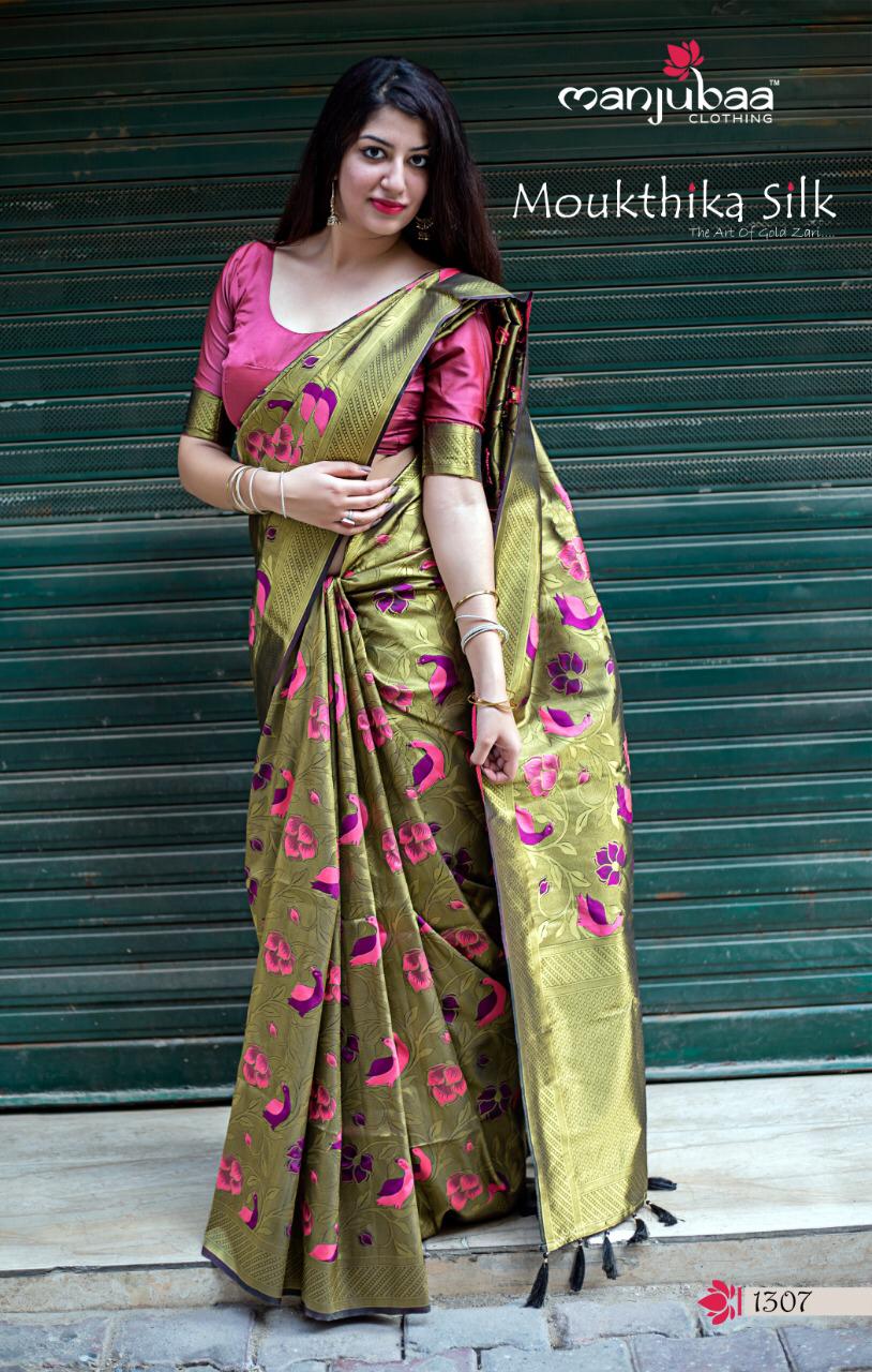 Manjubaa Clothing Moukthika silk 1307 Sarees Silk Singles