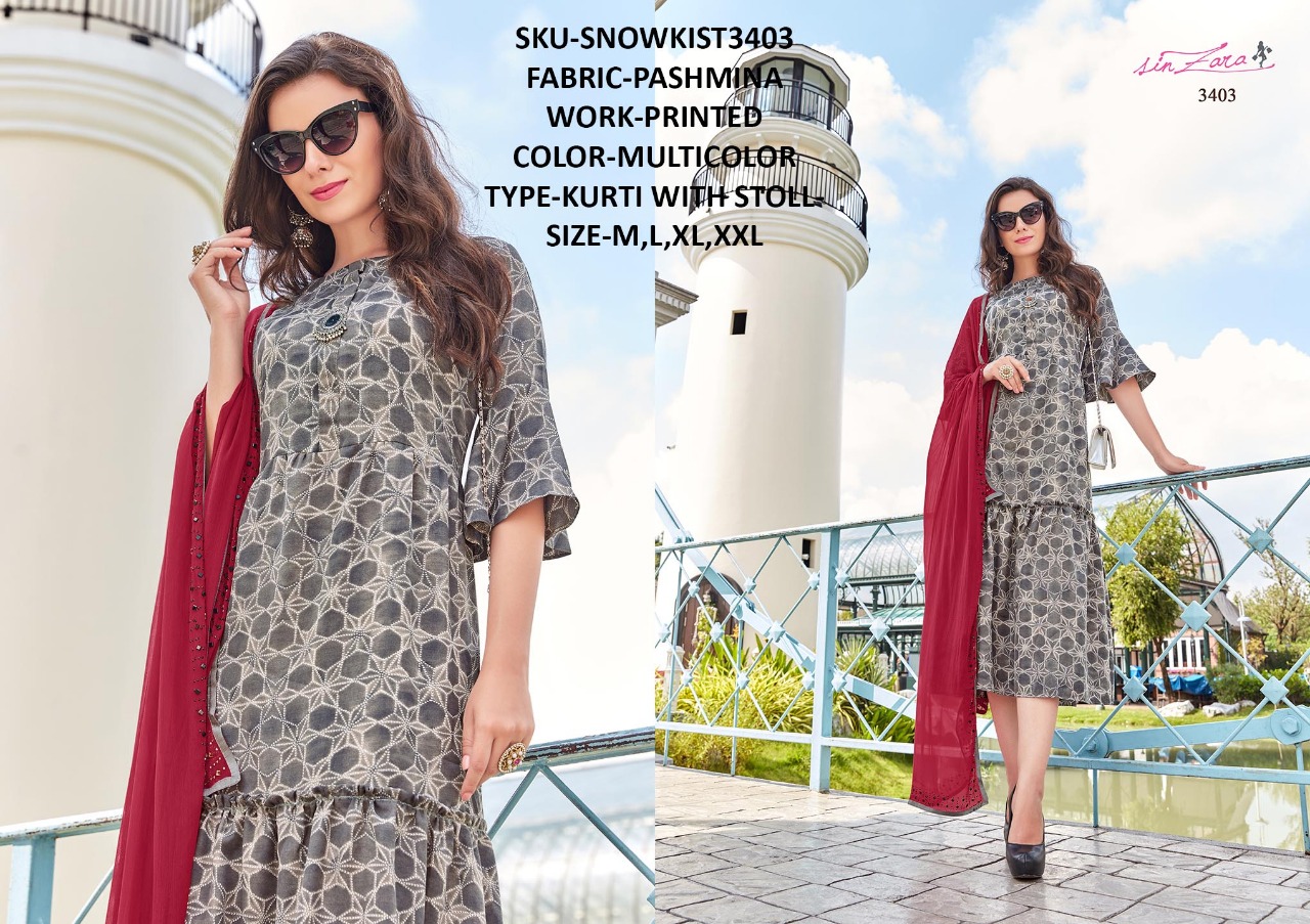 sinzara snowkist beautiful fancy collection of kurtis