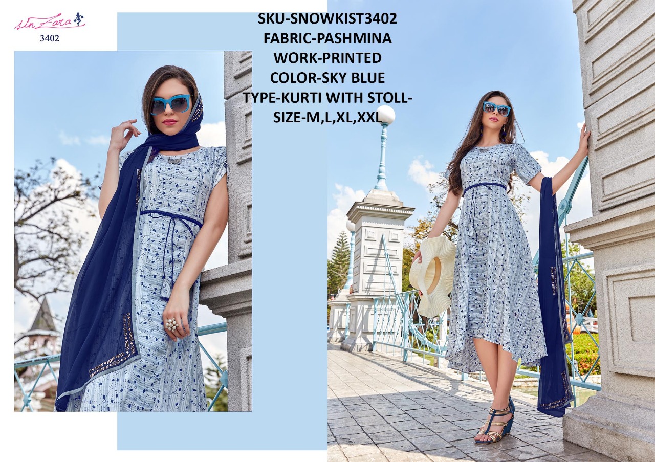 sinzara snowkist beautiful fancy collection of kurtis