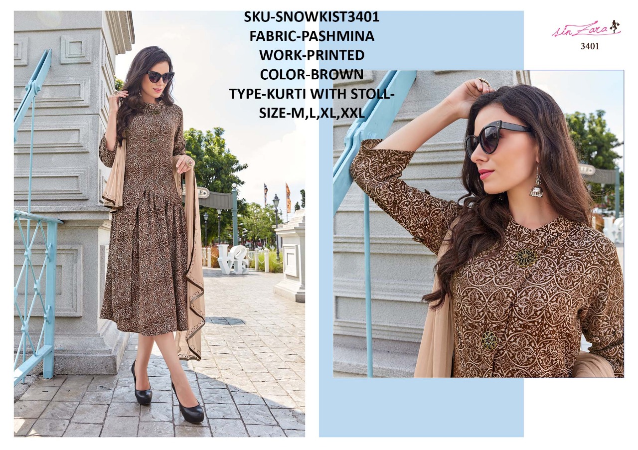 sinzara snowkist beautiful fancy collection of kurtis