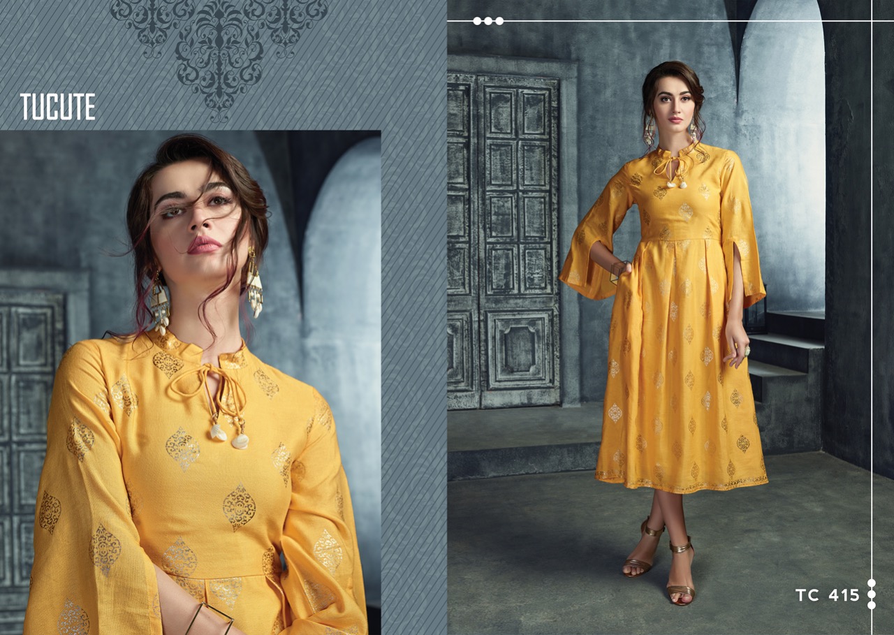 karma trendz tucute colorful fancy wear kurtis collection