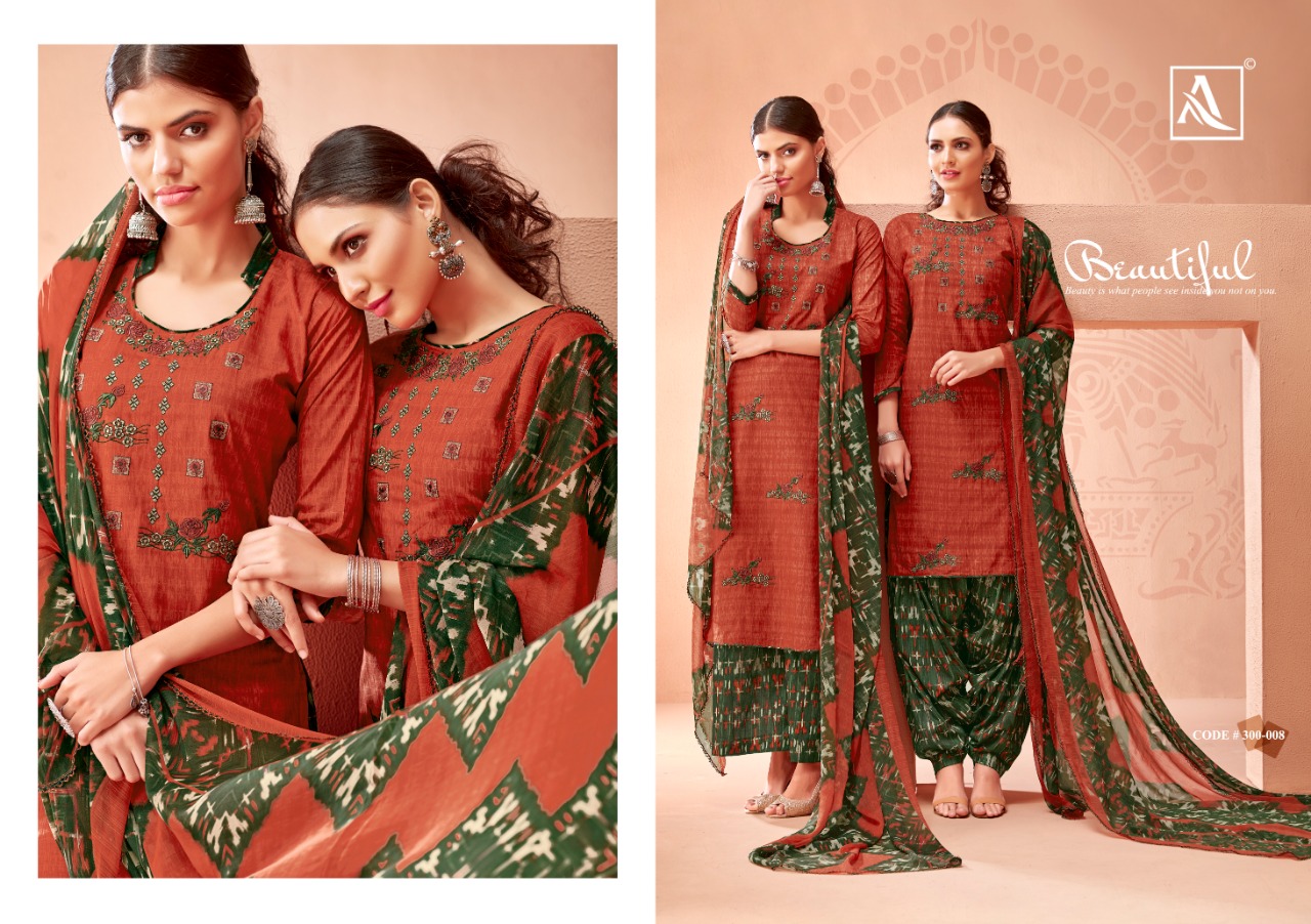 Alok suits patiala beauty 300-001 series beautiful colours salwar kameez collection