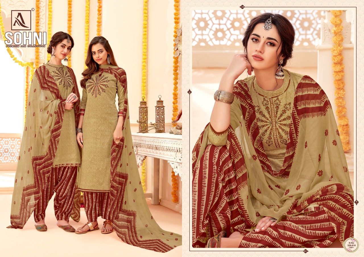 Alok suits sohni patiyala cotton salwar kameez collection