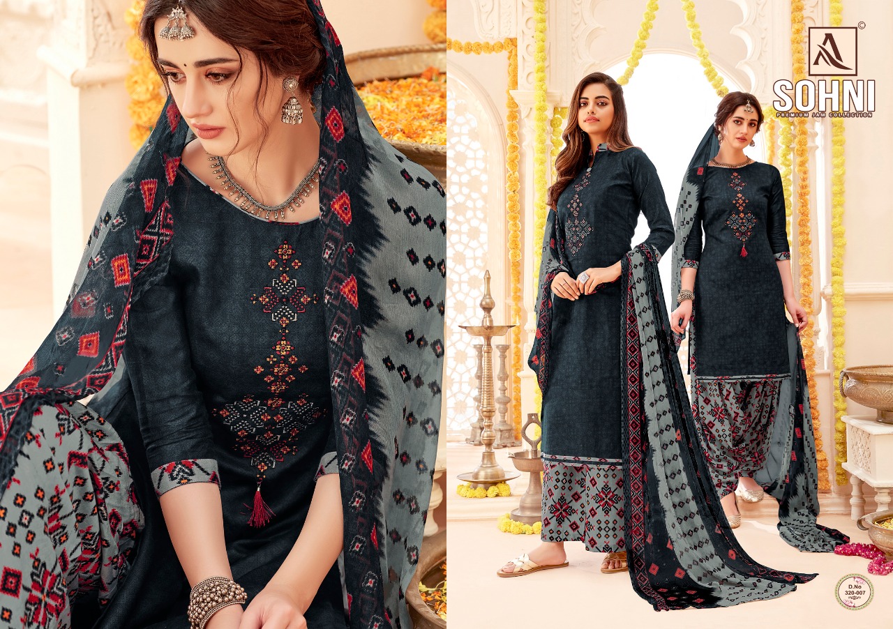 Alok suits sohni patiyala cotton salwar kameez collection