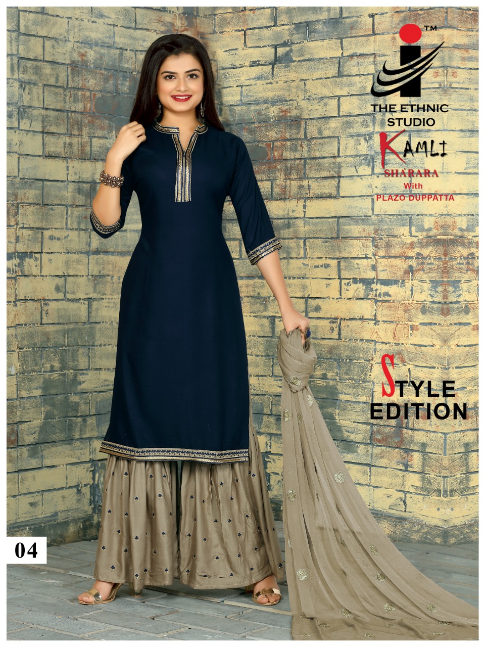 The ethnic studio kamli rayon kurti with sharara and dupatta catalog