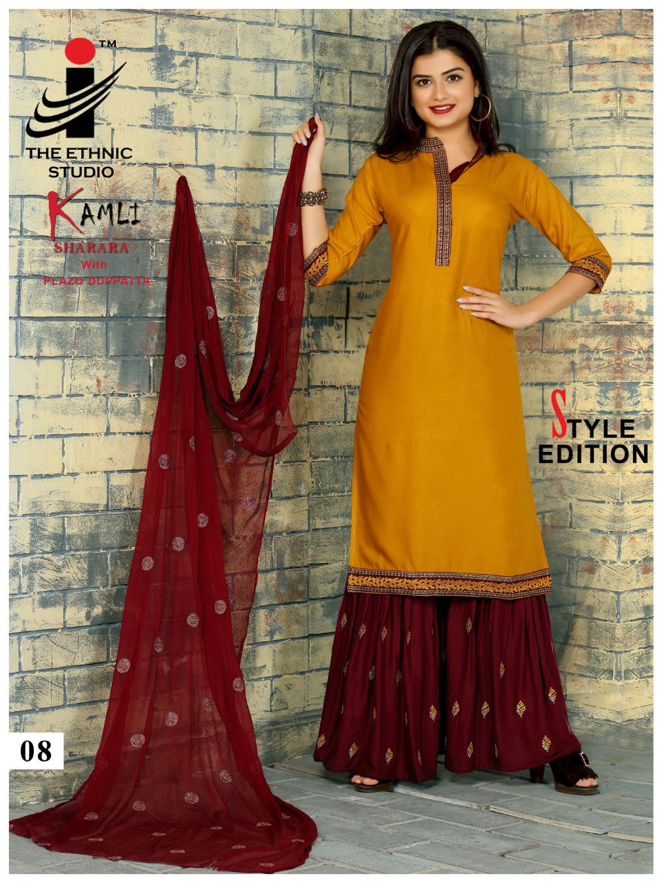 The ethnic studio kamli rayon kurti with sharara and dupatta catalog