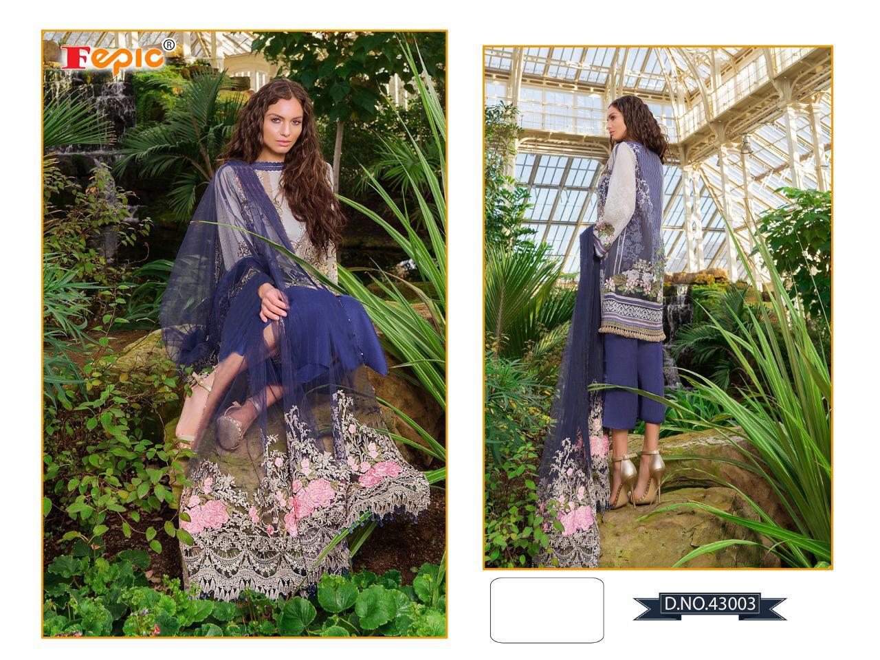 FEPIC Rosemeen cross lawn 43003 Salwar Kameez Pure Cambric Cotton,net, chiffon Singles