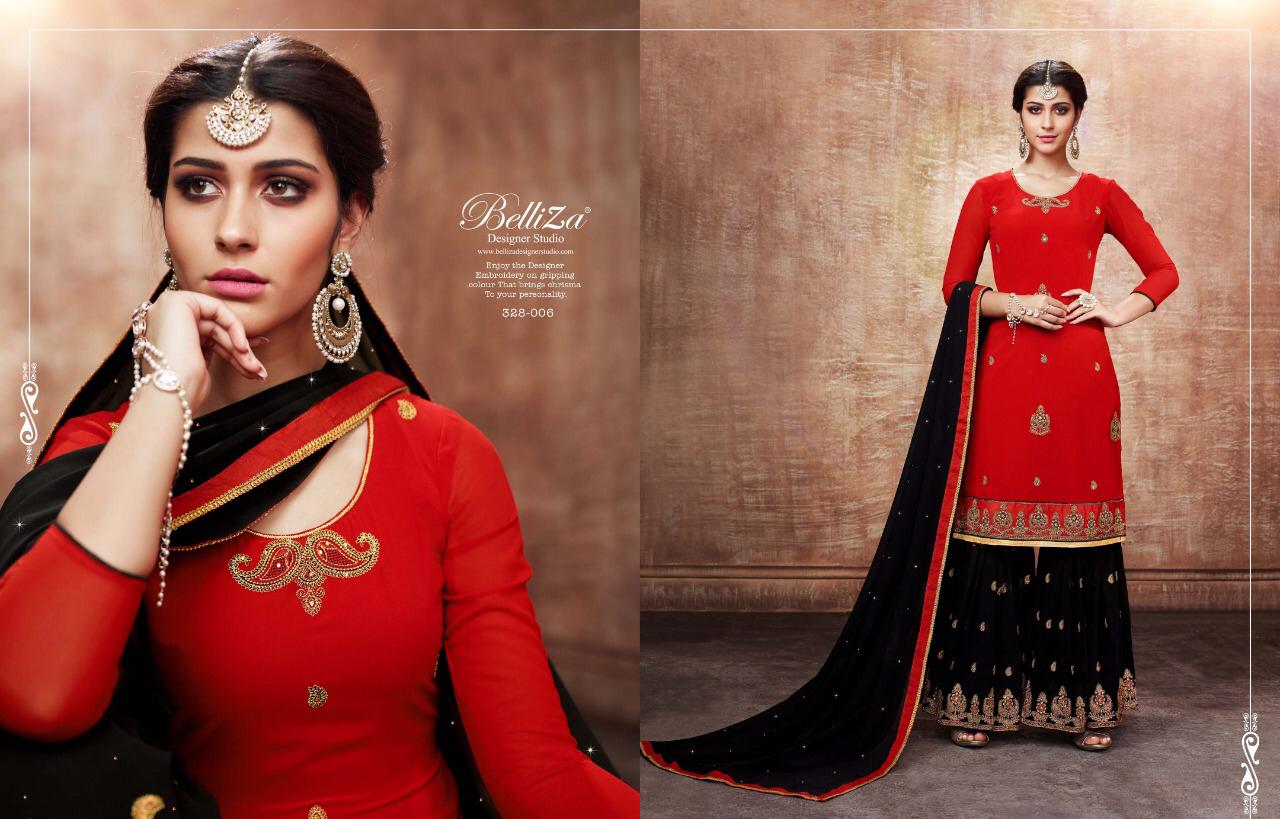 Belliza designer studio dazzle festive collection embroidery suit