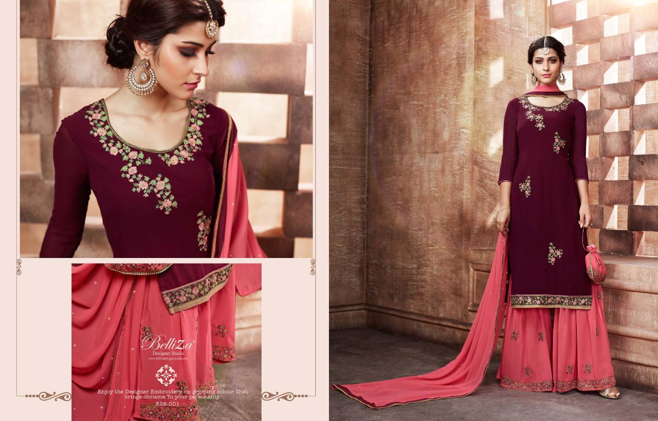 Belliza designer studio dazzle festive collection embroidery suit