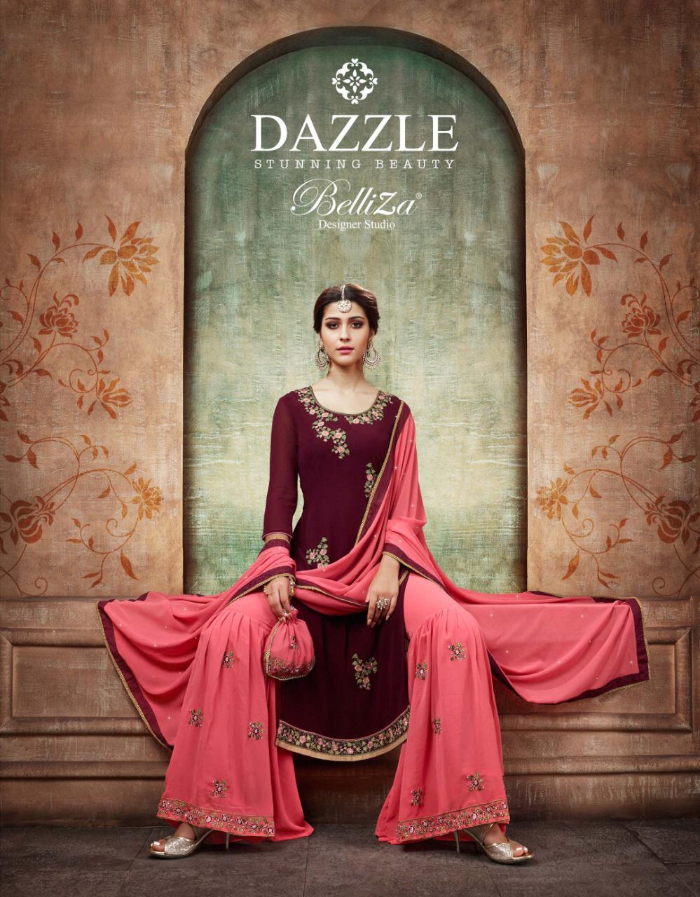 Belliza designer studio dazzle festive collection embroidery suit