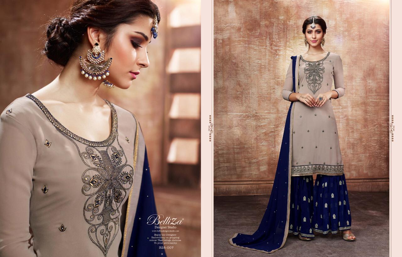 Belliza designer studio dazzle festive collection embroidery suit