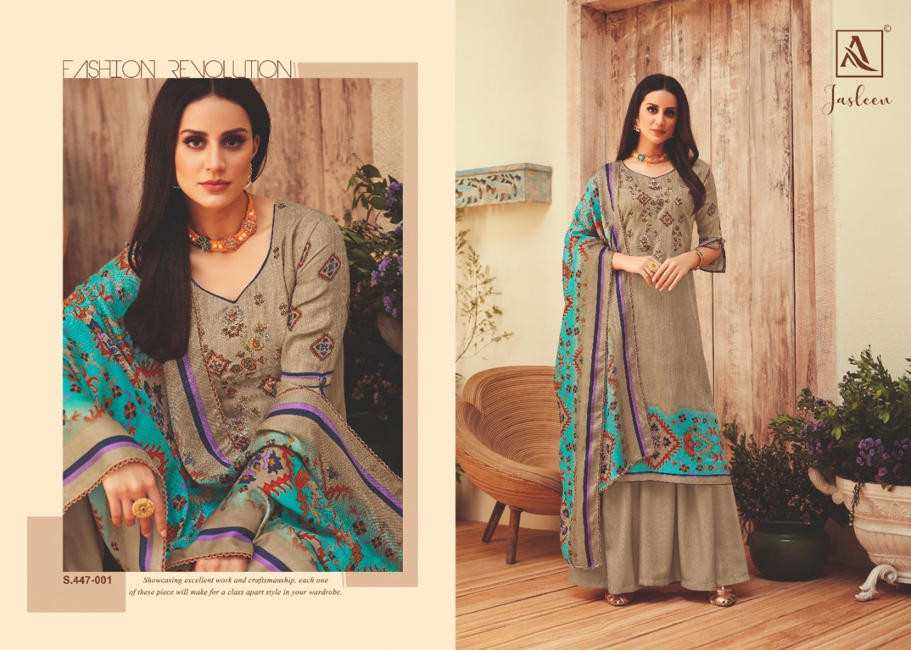 Alok suits jasleen designer pashmina dress Material collection exporter