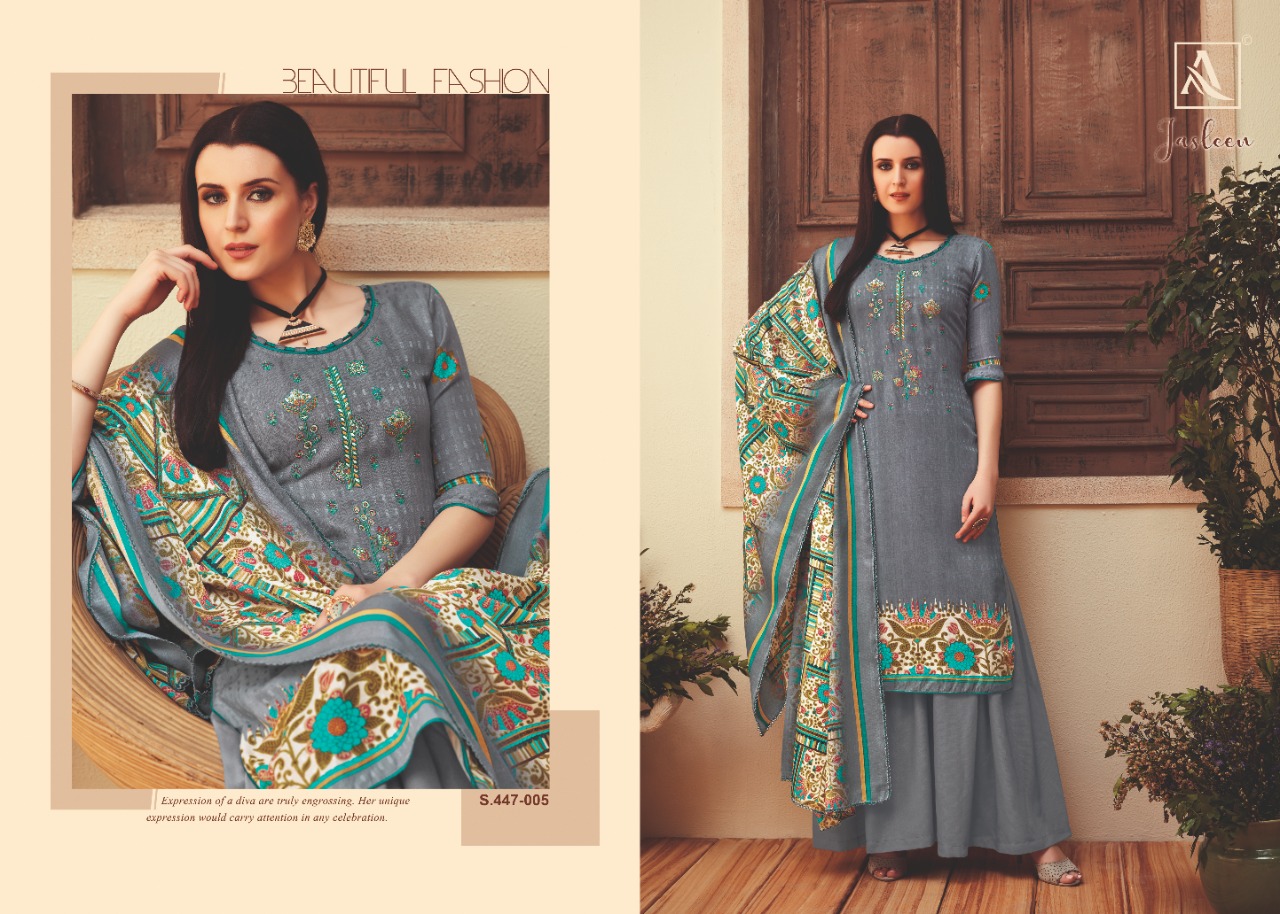 Alok suits jasleen designer pashmina dress Material collection exporter