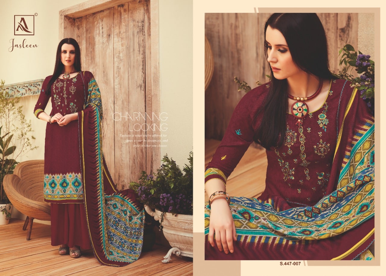 Alok suits jasleen designer pashmina dress Material collection exporter