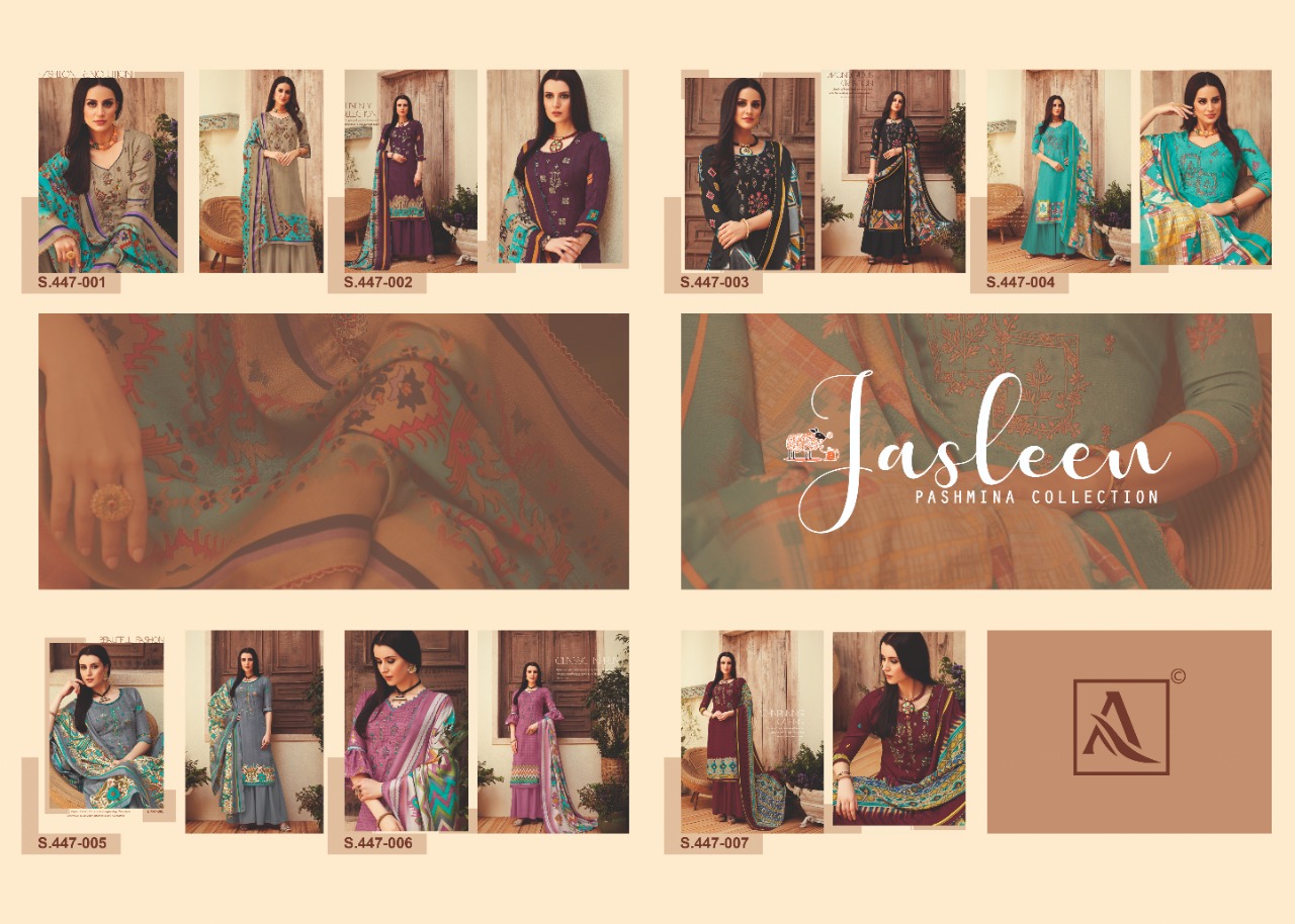 Alok suits jasleen designer pashmina dress Material collection exporter