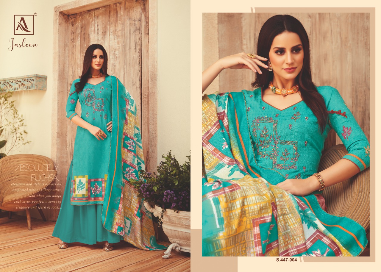 Alok suits jasleen designer pashmina dress Material collection exporter