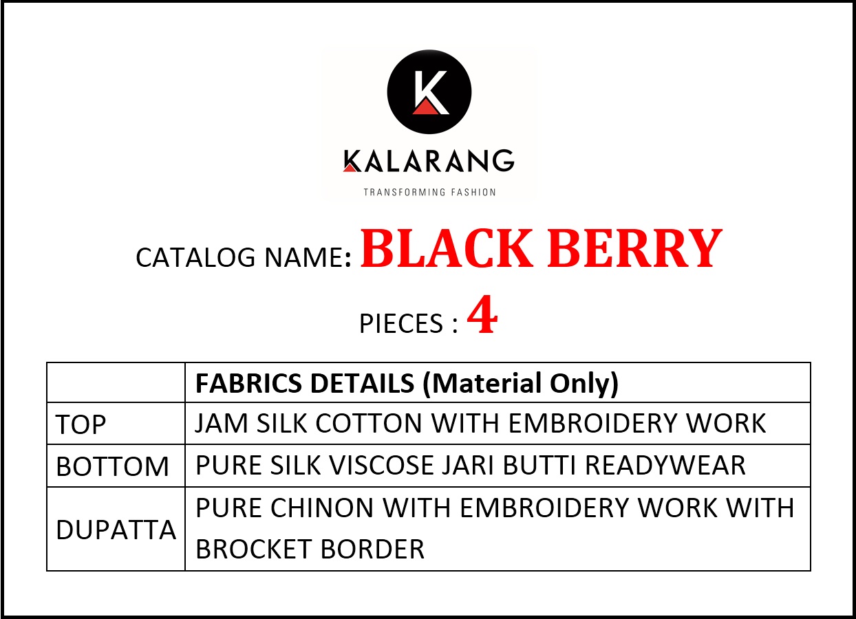 Kalarang black berry classic trendy look Salwar suits in factory rates