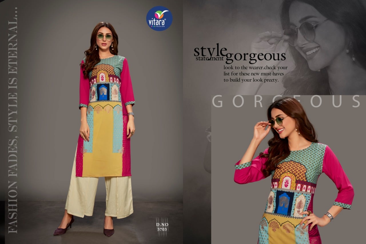 Vitara fashion pixel elagant look Stylish designed Kurties