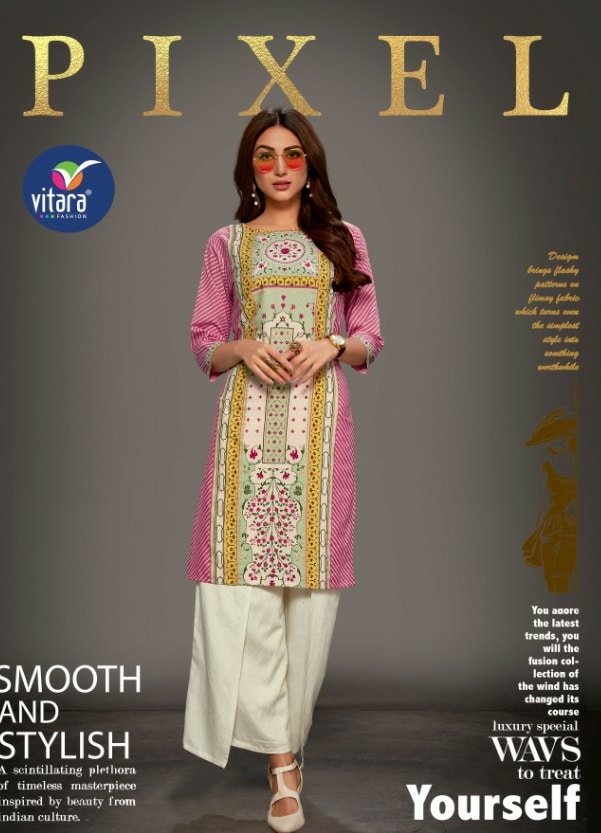 Vitara fashion pixel elagant look Stylish designed Kurties