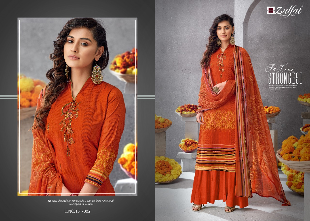 Zulfat Designer Simran elagant Style gorgeous look Stylishly Designed attractive Salwar suits