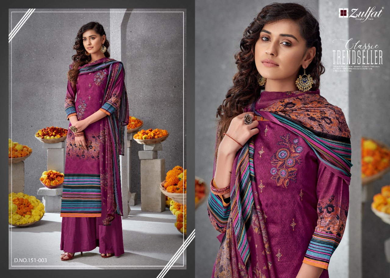 Zulfat Designer Simran elagant Style gorgeous look Stylishly Designed attractive Salwar suits