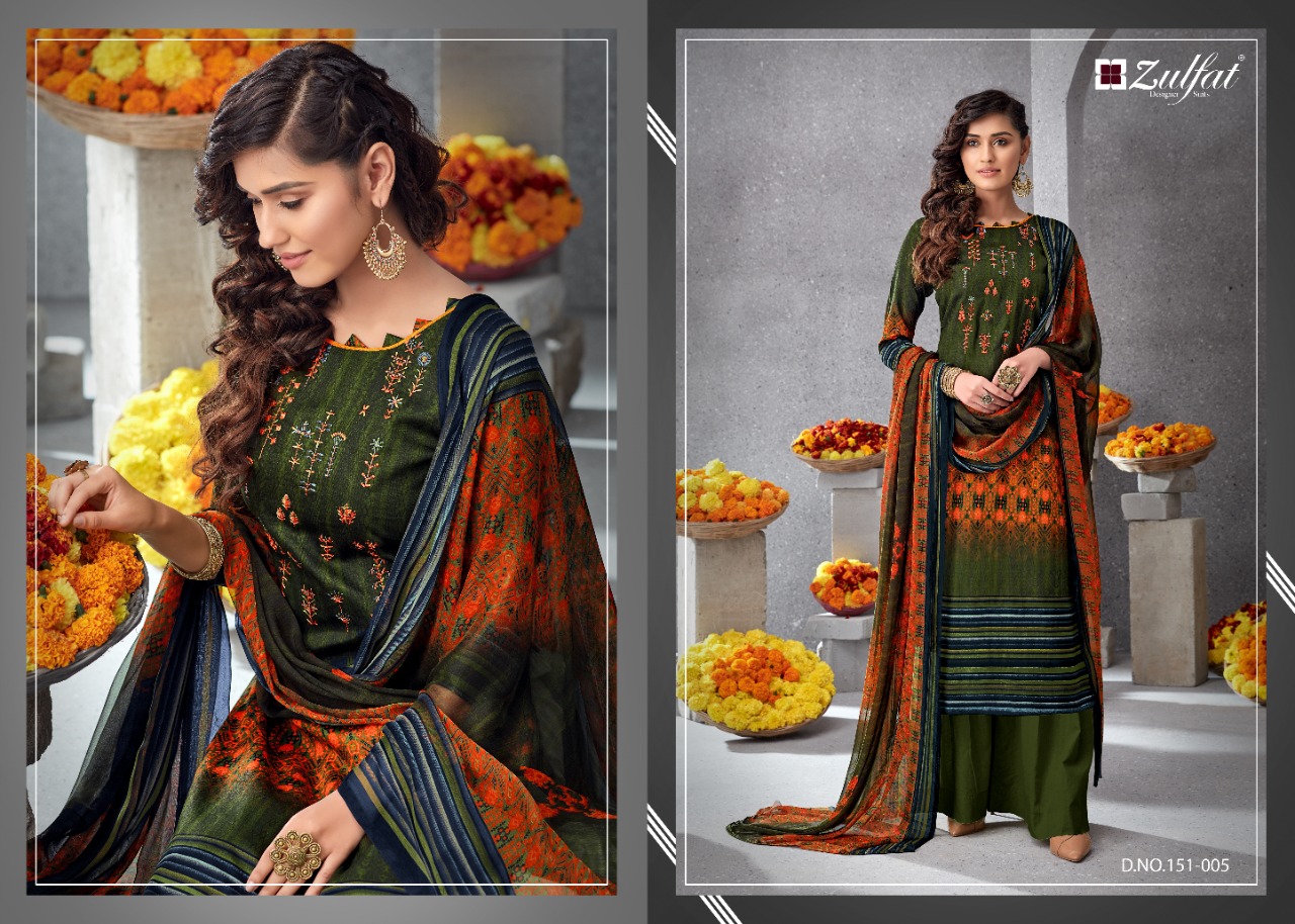 Zulfat Designer Simran elagant Style gorgeous look Stylishly Designed attractive Salwar suits