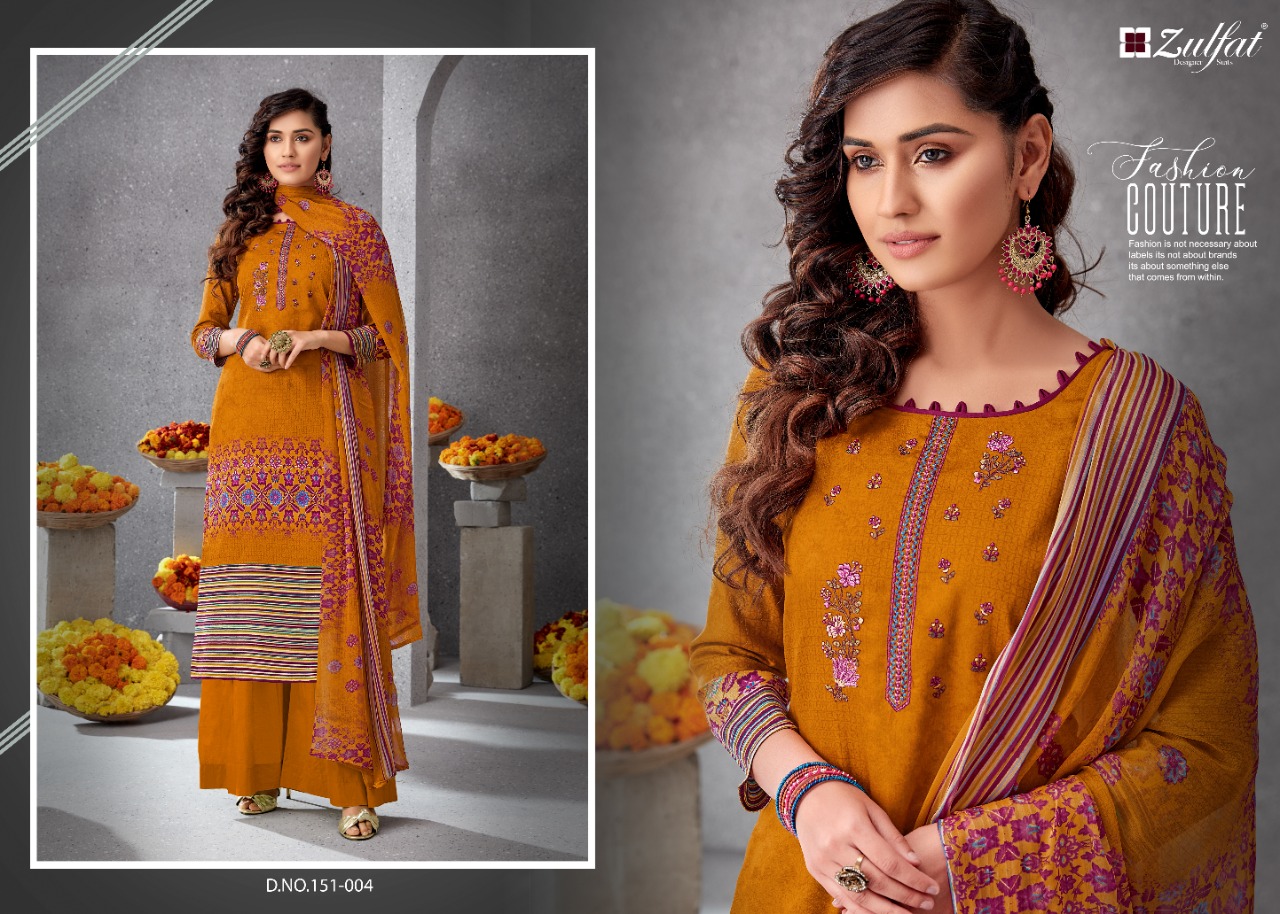 Zulfat Designer Simran elagant Style gorgeous look Stylishly Designed attractive Salwar suits