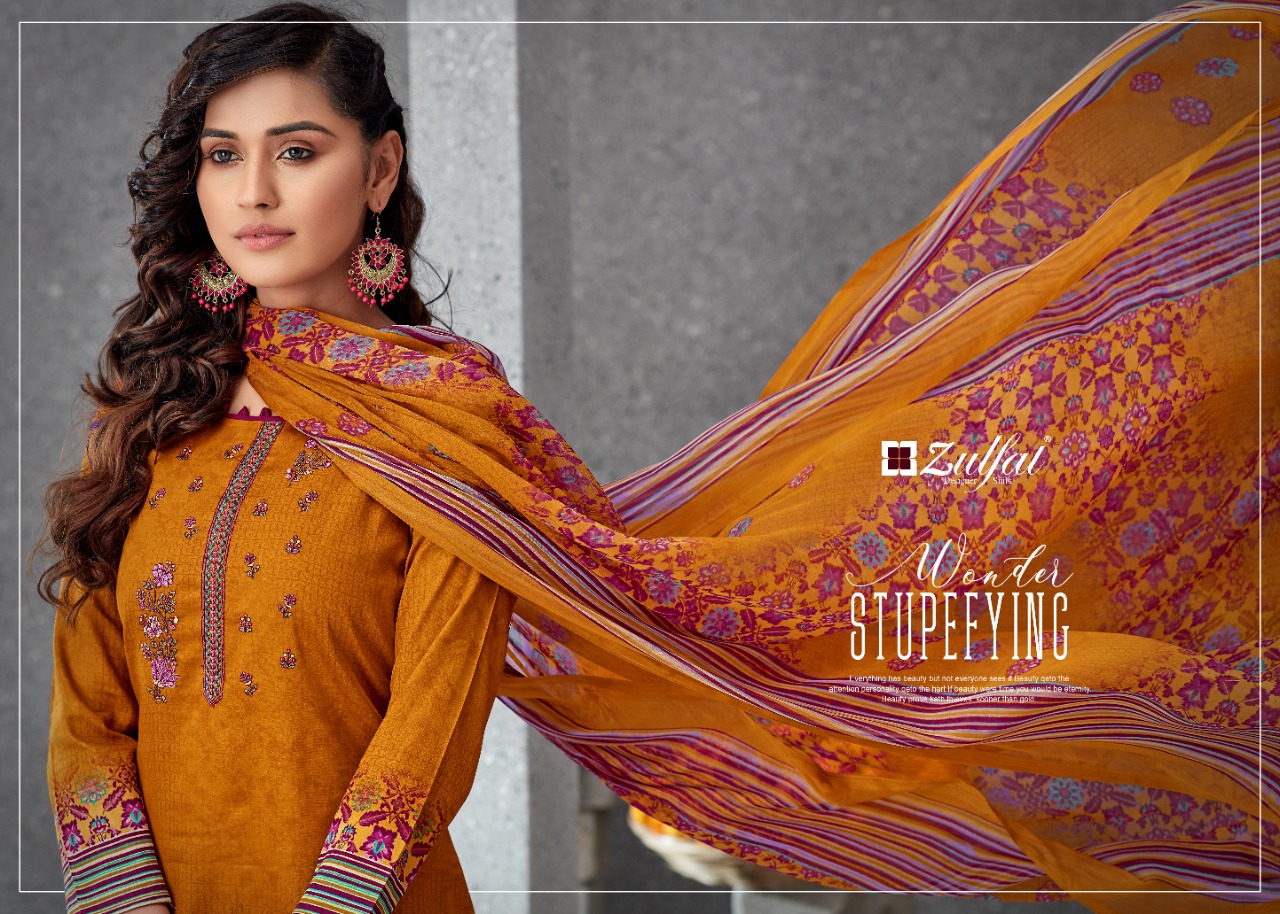 Zulfat Designer Simran elagant Style gorgeous look Stylishly Designed attractive Salwar suits