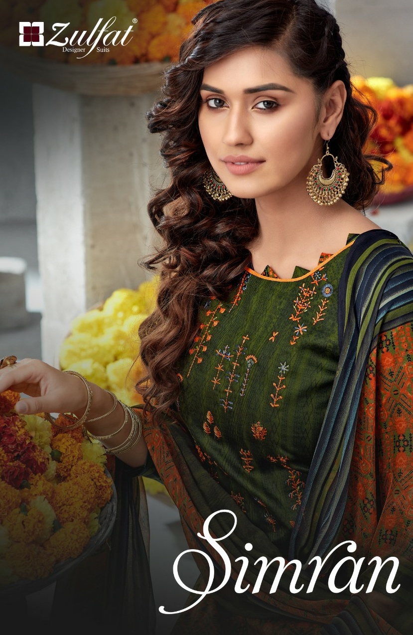 Zulfat Designer Simran elagant Style gorgeous look Stylishly Designed attractive Salwar suits