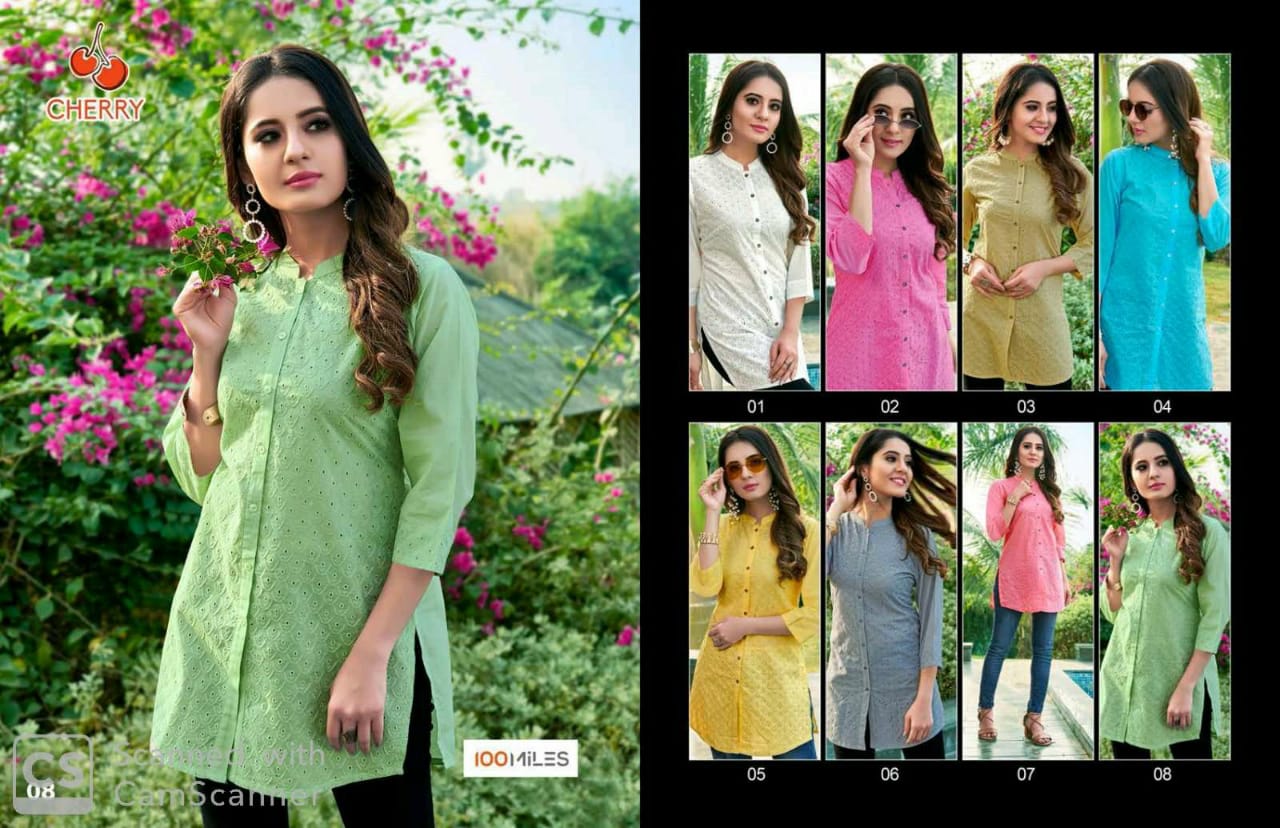 100 miles cherry modern Stylish trendy fits colorful collection of Kurties