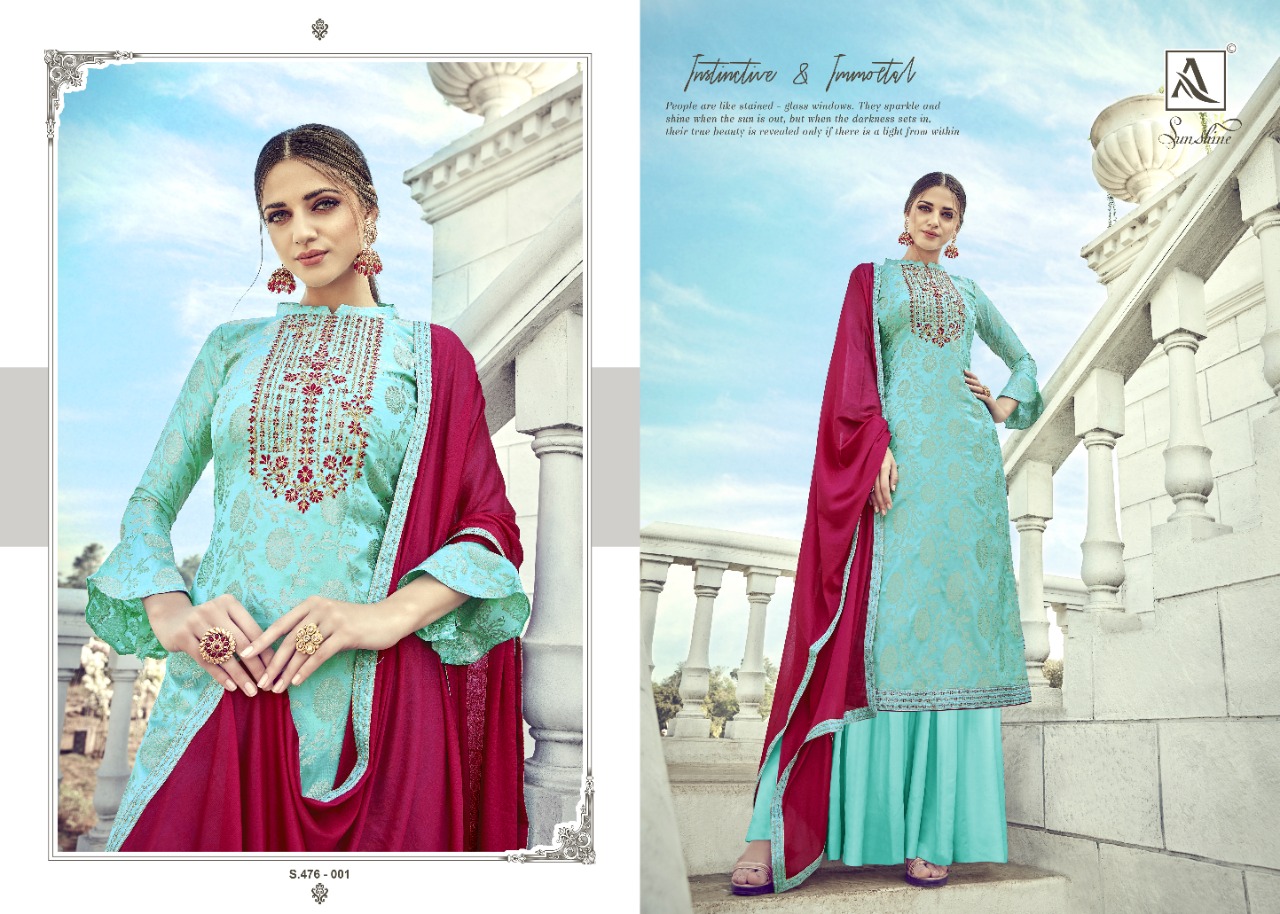 Alok suit Sunshine banarasi Jacquard with diamond work Embroidered Salwar suits