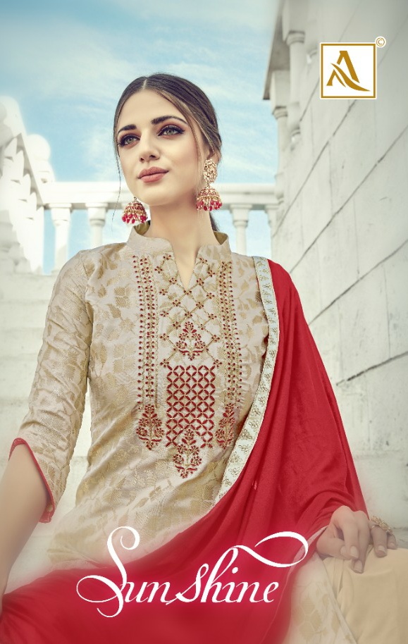 Alok suit Sunshine banarasi Jacquard with diamond work Embroidered Salwar suits