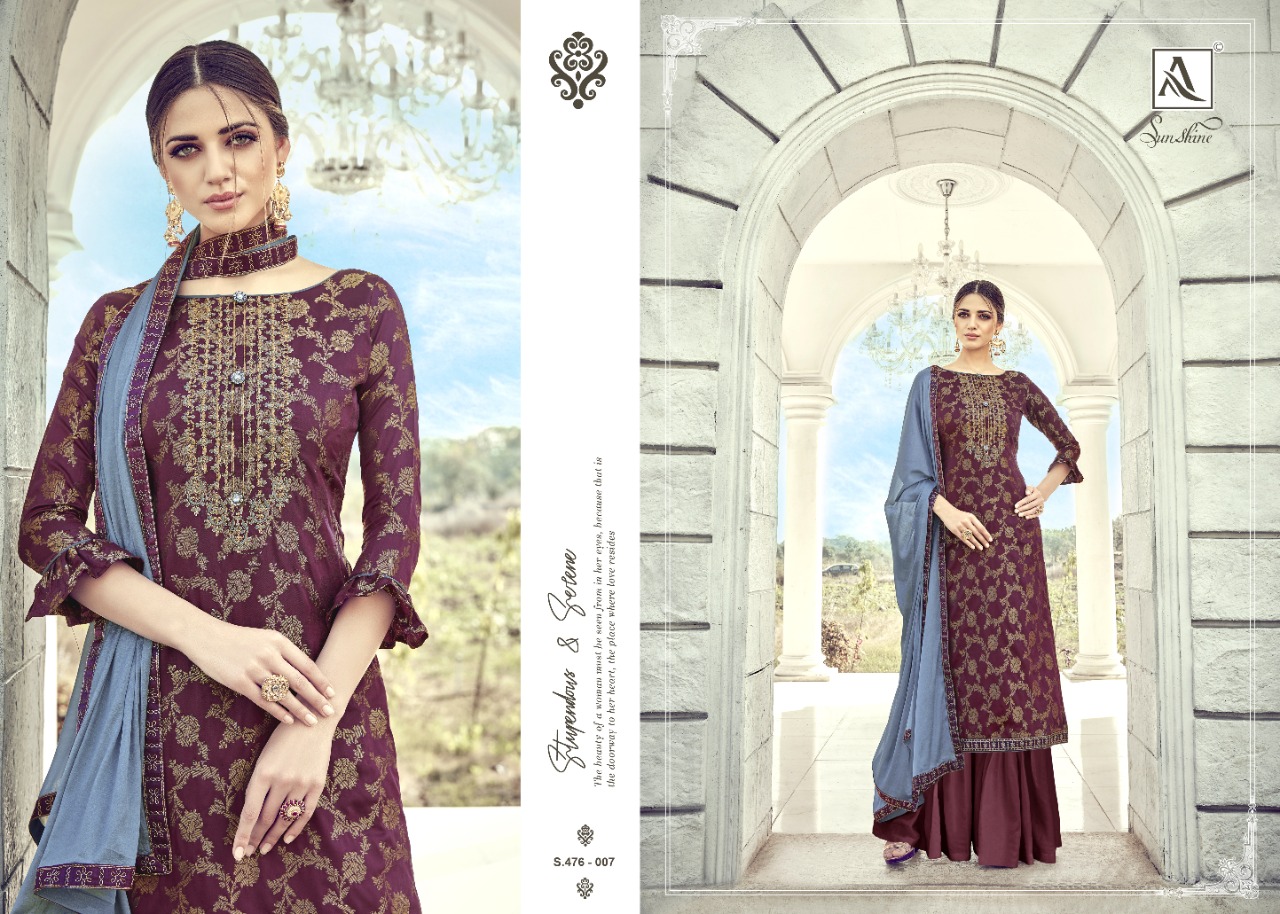 Alok suit Sunshine banarasi Jacquard with diamond work Embroidered Salwar suits