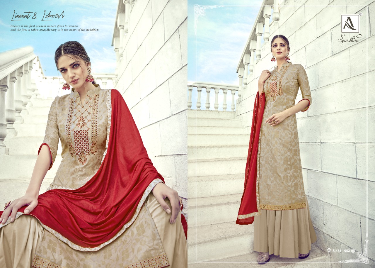 Alok suit Sunshine banarasi Jacquard with diamond work Embroidered Salwar suits